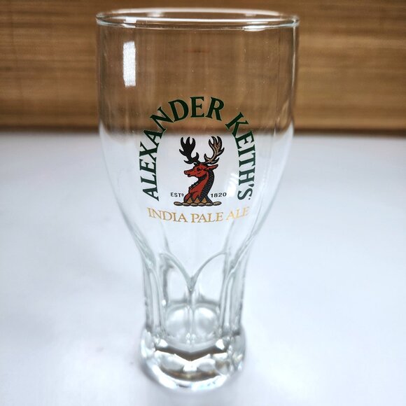 Alexander Keith's India Pale Ale Pint Beer Glass Green and Gold Lettering - Picture 1 of 5